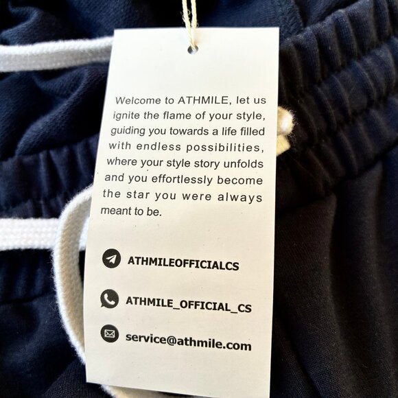 ATHMILE Black Sweatpant Elastic Waist & Cuffs Pockets Drawstring XL New. - Picture 10 of 14